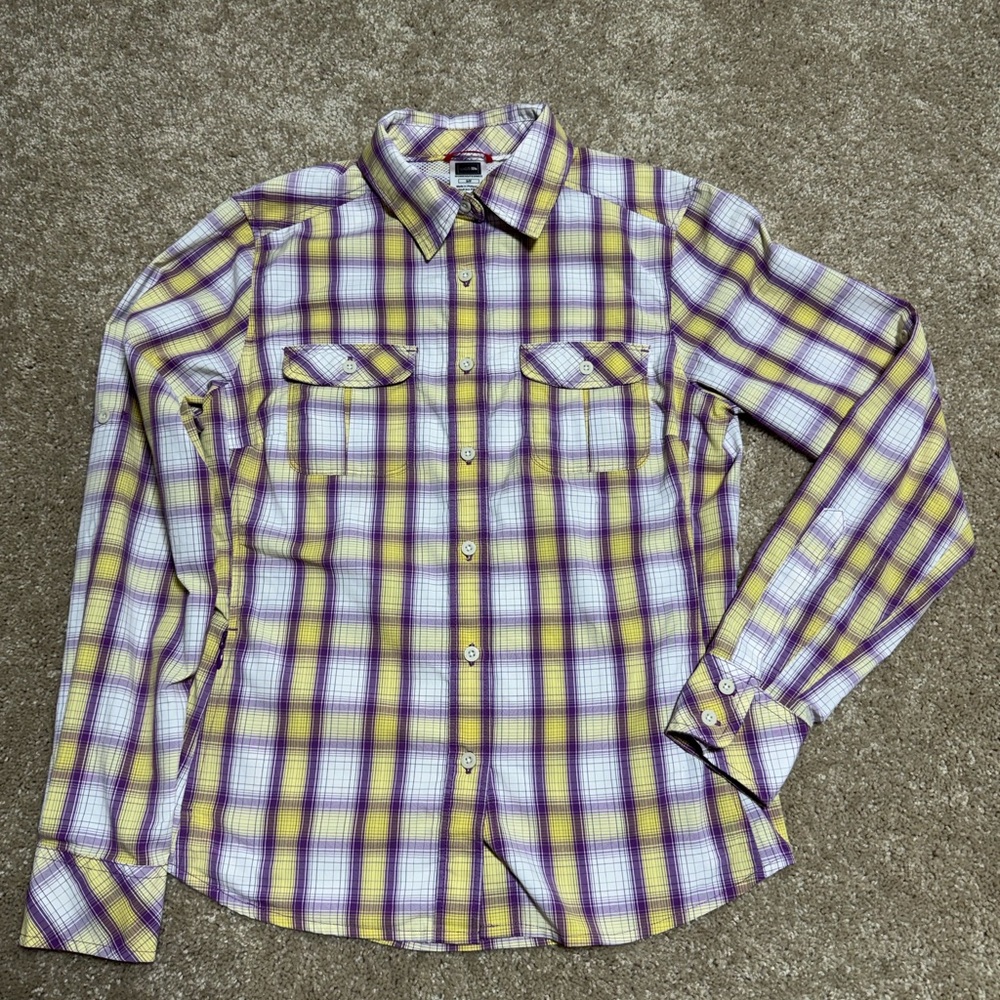 The North Face Men's Yellow & Purple Plaid Button-Down Shirt